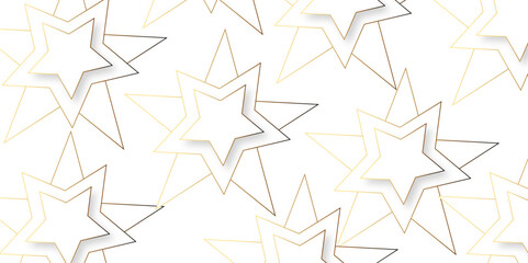 Modern geometrical dynamic and seamless abstract white background. beautiful abstract star in new modern style golden color Stars pattern isolated on white background with soft shadows transparent ...