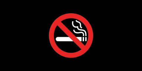 No smoking sign, a red circle with a white silhouette of a cigarette inside