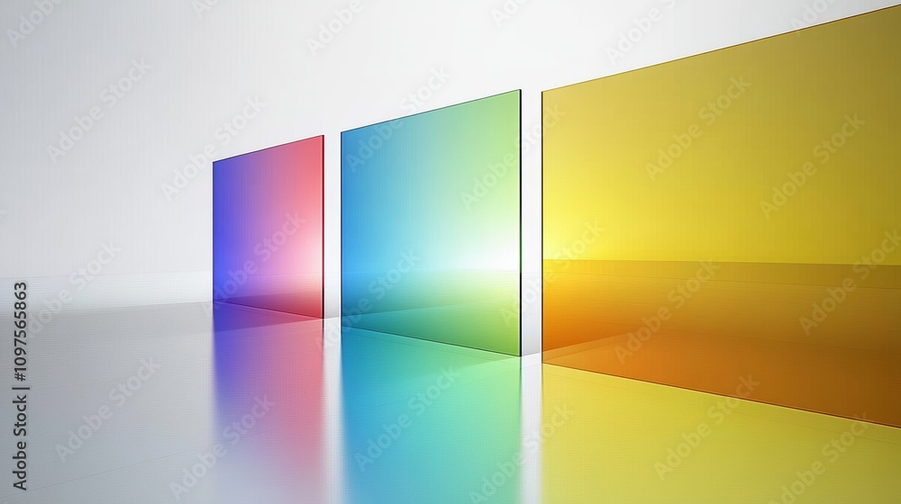 Poster 3d rendering colorful gradient glass panels modern abstract background