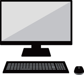 デスクトップパソコンのシンプルなイラスト