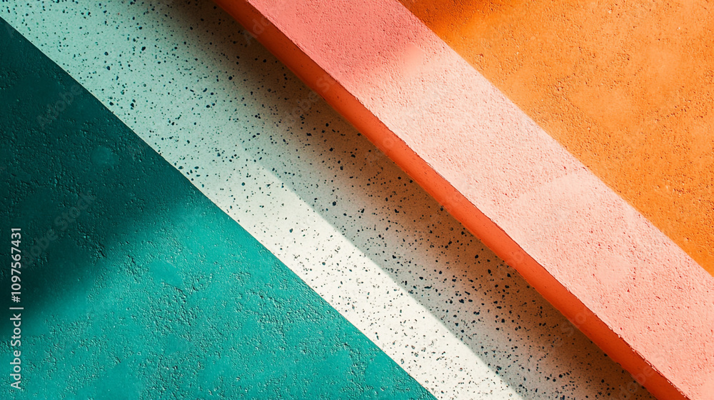 Poster abstract geometric patterns on textured walls in vibrant colors enhancing modern design