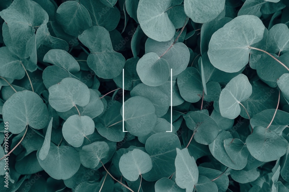 Poster a close-up view of lush green leaves creating a serene and calming visual.