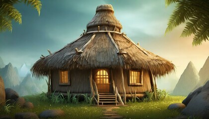 3D close up of a detailed hut looking beautiful 