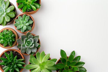"Stylish Minimalist Garden with Potted Succulents Arranged Neatly"
