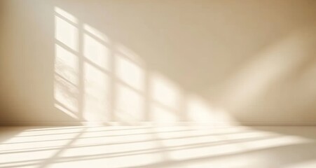 Obraz premium Beige Wall Background with Overlapping Shadows for Minimalistic Product Presentation