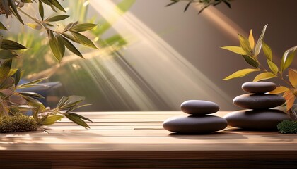 spa stones and the bamboo