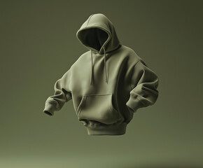 Green army Sweatshirt Mockup 3D on green army Background