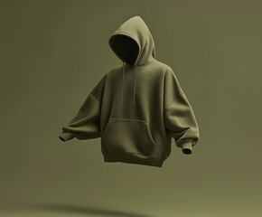 Green army Sweatshirt Mockup 3D on green army Background