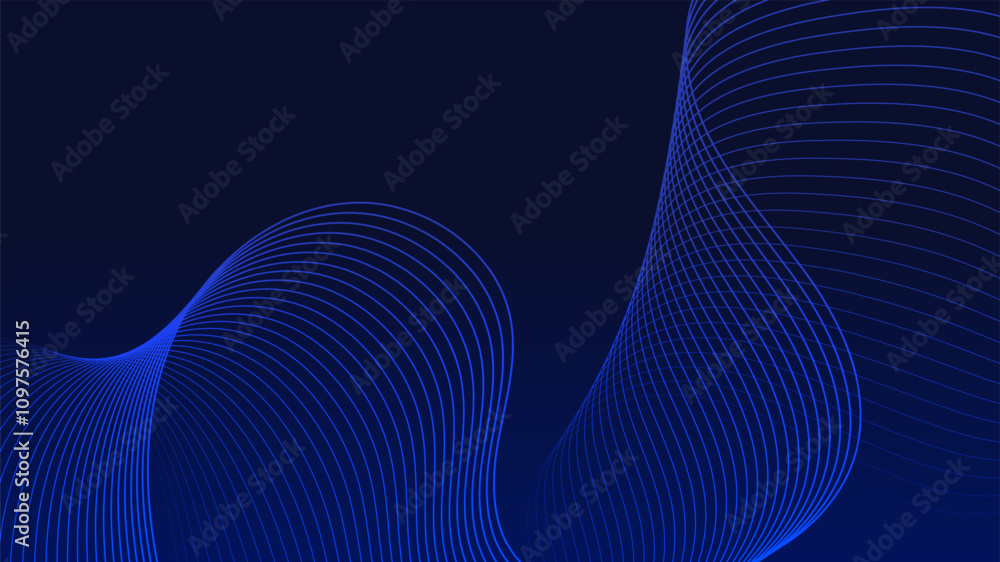 Aufkleber geometric curved lines in gradient blue tones forming dynamic futuristic abstract flow patterns