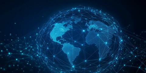 Global Data Connections Technology Illustration for Business Analytics Financial Communications AI Networks