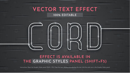 White Cord Editable Text Effect, Graphic Style