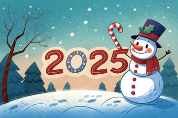 New Year's illustration with text for 2025