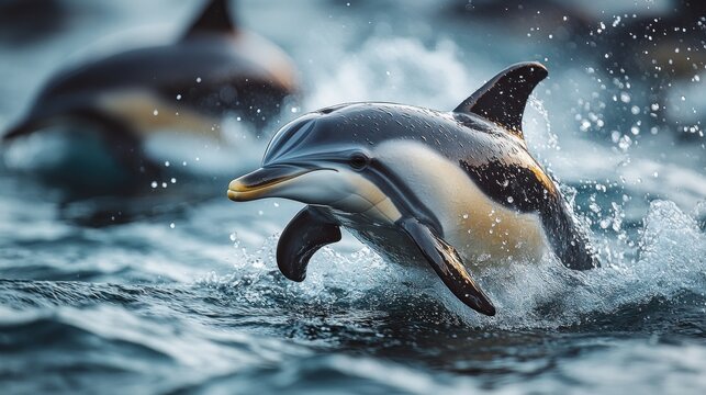 A Stunning Shot of a Commerson's Dolphin Leaping Through the Ocean Waves