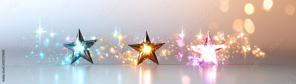 Poster sparkling stars display abstract art installation creative space digital art close-up view visual in