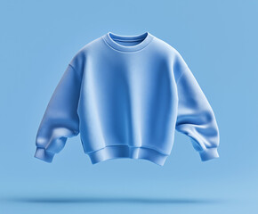 Casual blue sweatshirt mockup on blue background