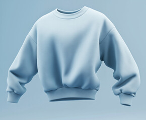 Casual blue sweatshirt mockup on blue background