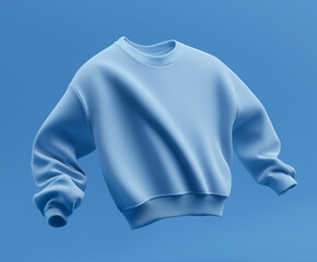 Casual blue sweatshirt mockup on blue background