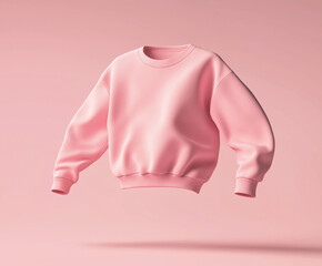 Casual pink sweatshirt mockup on pink background