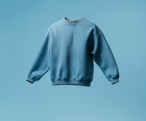 Casual blue sweatshirt mockup on blue background