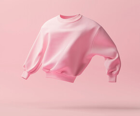 Casual pink sweatshirt mockup on pink background