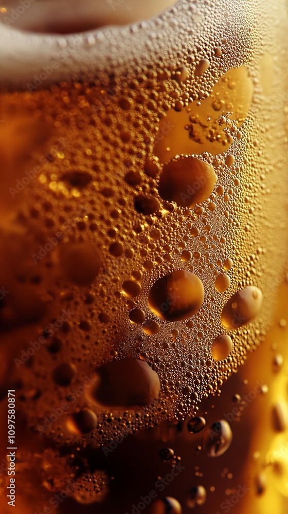 Poster Close-Up of Carbonated Soft Drink with Refreshing Bubbles : Generative AI