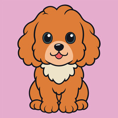 Fototapeta premium Playful Baby Cavapoo Dog Sitting Clipart Design