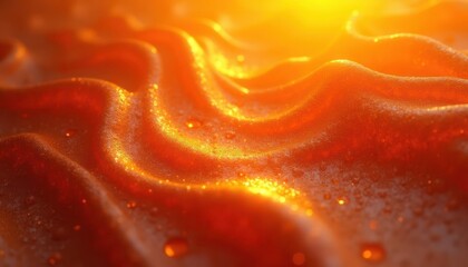 Abstract Golden Waves: A Sparkling Symphony of Light and Texture in Amber Hues, Evoking Sensations of Warmth, Luxury and Tranquility