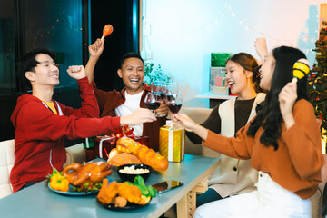 drinks and conversation, social gathering and get together at New Year.