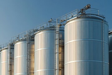 Fototapeta premium Grain silos for agricultural storage in modern farm industry