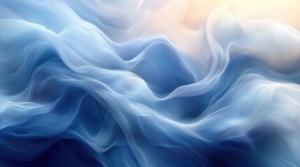 Fototapeta premium Abstract Blue Silk Waves: A Serene Tapestry of Light and Shadow
