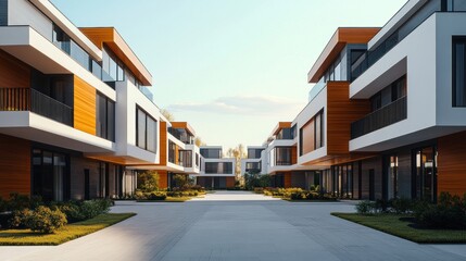 Obraz premium Modern Townhouses: Luxury Waterfront Living