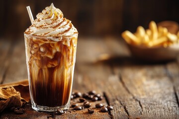 Iced Coffee in a Cozy Café Setting