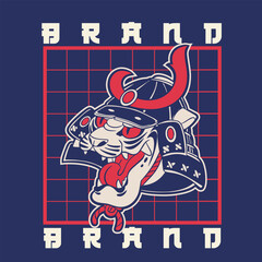 Tiger head samurai japanese vector