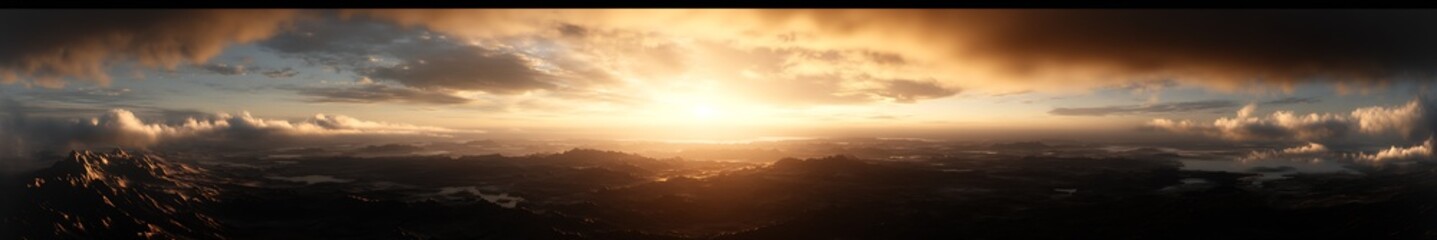 Stunning Sunrise Over Majestic Mountain Valley Landscape in Golden Light : Generative AI