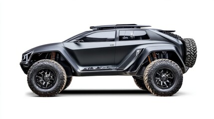 A side profile mockup of a four-wheel SUV, transparent background emphasizing its robust yet sleek design