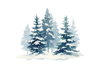 Obraz premium Simple pine trees with snow coverd art illustration illustrated.
