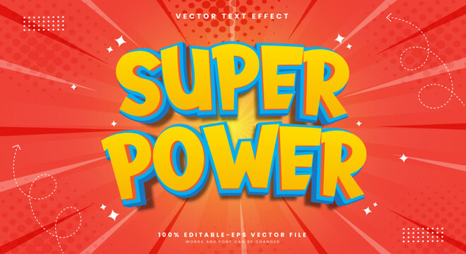 Fototapeta Super Power Cartoon Style 3d editable text effect Template premium vector
