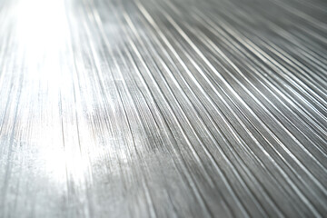 Metallic surface with linear patterns reflecting light in a soft ambient setting