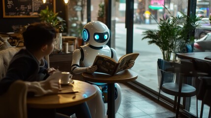 Future robotic develop itself by reading the book.