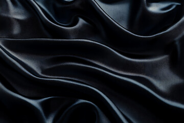 Fototapeta premium Dark smooth fabric with elegant folds and texture captured in a close-up perspective for design inspiration