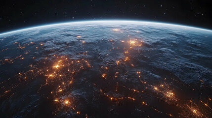 Exploring earth's wonders aerial view of our planet at night nature satellite perspective cosmic beauty global connectivity