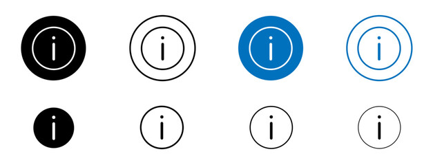 Information icon set in black and blue colors