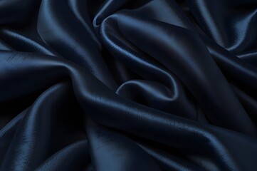 Obraz premium A luxurious expanse of navy blue silk fabric its smooth surface rippling with elegant folds