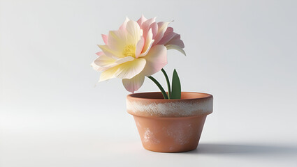 Photo of Sun Rose flower in pot isolated on white background, Photo of Dahlia flower in pot isolated on white background