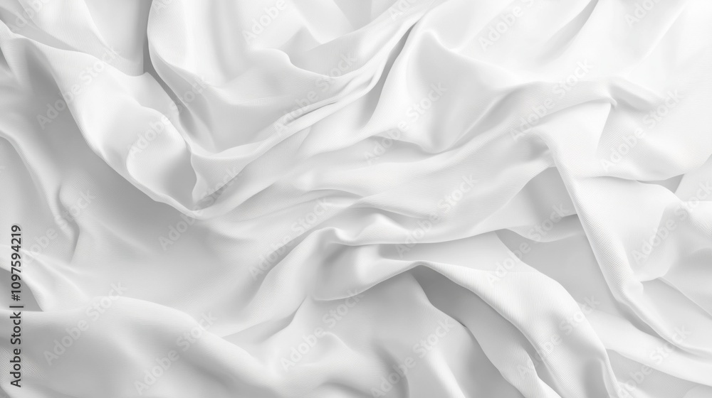 Poster A white fabric with a pattern of waves and ripples