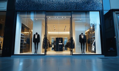 Modern retail store showcasing stylish clothing displays.
