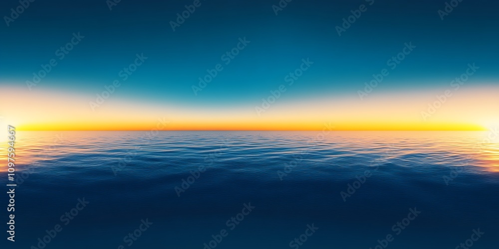 Aufkleber stunning ocean sunset with symmetrical azure and amber glow reflections : generative ai