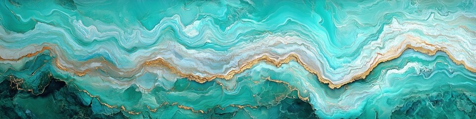 Fototapeta premium Turquoise marble with gold veins, decor, skinali, kitchen apron. Marble wall, countertop