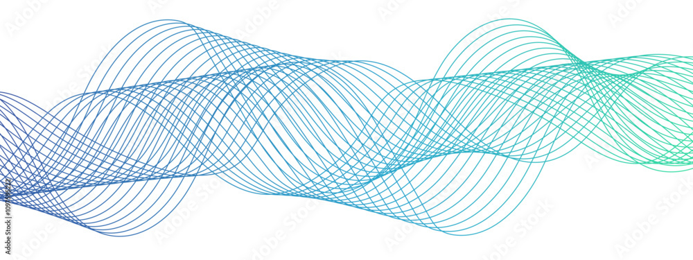 Poster Abstract colorful modern stream wave line transparent background. Curved wavy lines tech futuristic motion background. Smooth curves to represent different sounds. Design used for banner, template, 