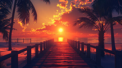 Naklejka premium ummer_sunset_casting_warm_hues_over_a_tranquil